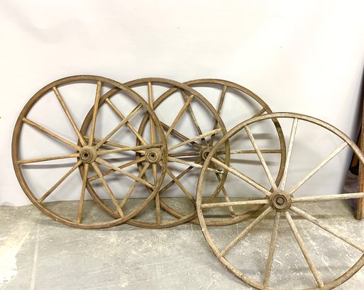 Group Of Antique Wagon Wheels 29 Inches