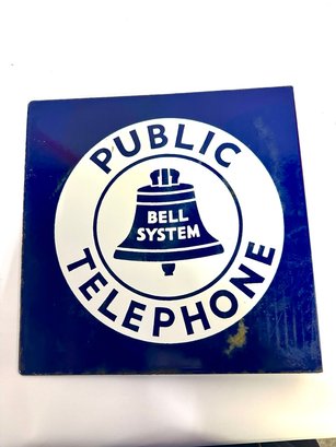 Vintage Enamel Sign Telephone