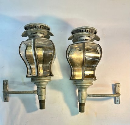 Great Pair Of Large Antique Exterior Gas Lamps