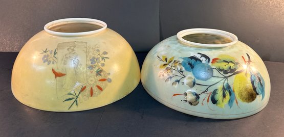 Two Antique Hand Painted Shades