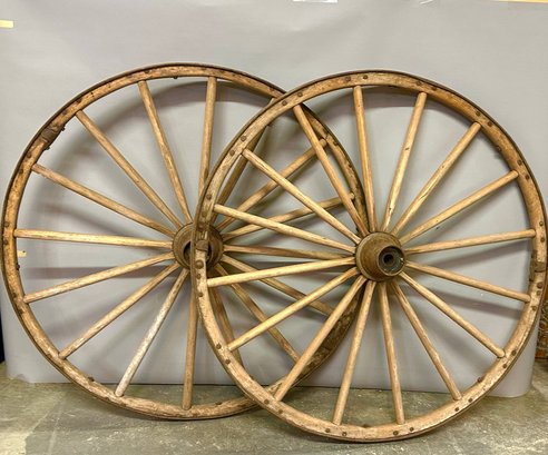 Pair Of Large Antique Wagon Wheels