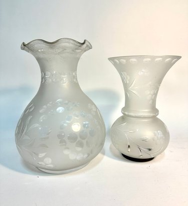 Two Antique Astral Lamp Glass Shades