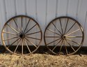Large Pair Of Antique Wagon Wheels Approx. 55 Inches