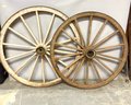 Group Of Antique Wagon Wheels Approx. 55 Inches Tallest