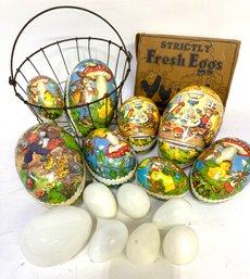 Vintage Glass Eggs. And Easter Candy Containers
