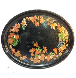 Large Vintage Hand Painted Tole Tray