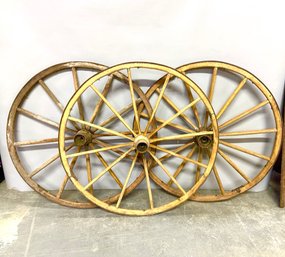 Group Of Antique Wagon Wheels Approx. 36 Inches