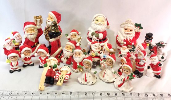Miniature Ceramic Santas Snowman Carollers Vintage