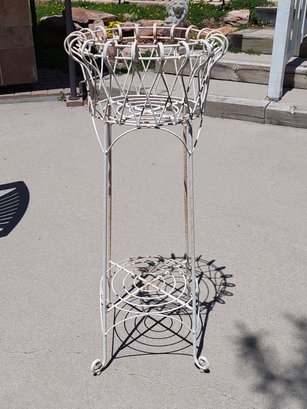 Metal Wire White Plant Stand
