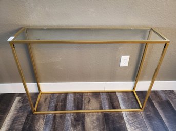 Metal Framed Accent Table Glass Insert