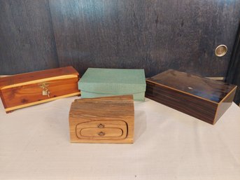 Wooden Log And 3 Other Jewelry Storage Boxes