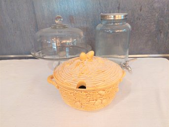 Bread Basket Cake Holder And Ice Tea Jar