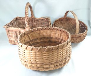 The Basket Case Sally Blanchard Signed Oval Basket Plus 2 Vintage Baskets