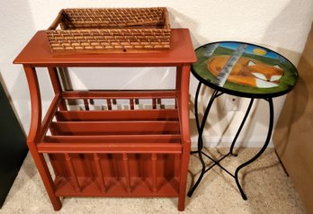 Stained Glass Fox Table And Magazine Rack