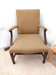 Tufted Tweed Mid 20th Century Mahogany Regency Style Side Chair