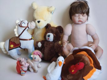 Lot Of Stuffies And Doll