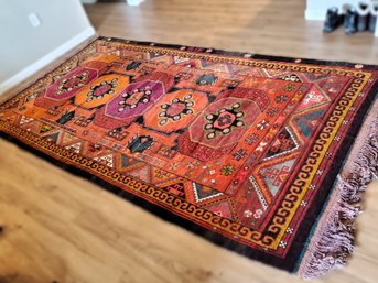1960 Soviet Kazak Hand Knotted Wool Area Rug With Vegetable Dyes- All Natural #3