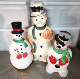 3 Piece Blow Mold Lightup Christmas Snowman Lawn Decor Set