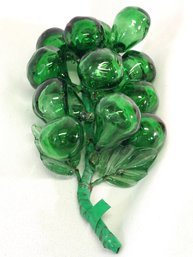 Mid-century Emerald Green Glass Grapes On A Wrapped Wire