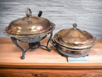 Silver Plate Chafing Dishes With Glass Inserts
