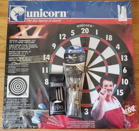 Unicorn XL Tournament Size Vintage Dart Board With Tungsten Nickle Darts- New