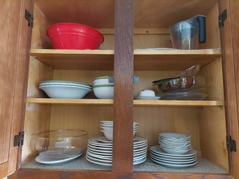 3 Shelves Of Dishes Etc