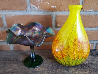 Glass Candy Dish And Vase