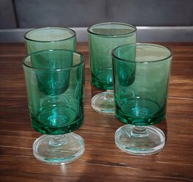 Jade Green Sherry Cordial Glasses Set 4