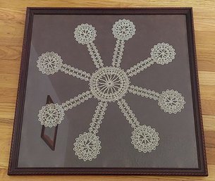 Framed Vintage Knit Circular Doily