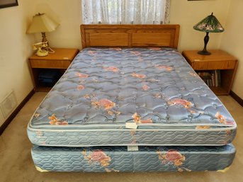 Queen Size Bed Mattress Box Spring Frame Headboard