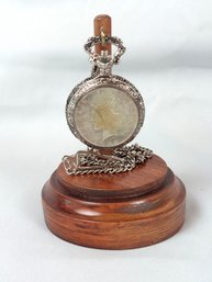 U.S. Engraved Peace Dollar Pocket Watch With Stand