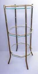 Brass Glass Plant Display Stand 3 Tier