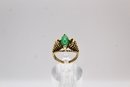 14K GOLD RING ACCENTED WITH JADE - BEAUTIFUL DETAILS! - ITEM#215 BOX