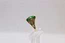 14K GOLD RING ACCENTED WITH JADE - BEAUTIFUL DETAILS! - ITEM#215 BOX