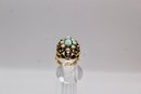 14K GOLD RING - ACCENTED W/ DIAMONDS & OPALS - BEAUTIFUL DETAIL! - ITEM#217 BOX