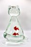 MURANO MILLEFIORI GLASS CAT FIGURINE - GOLDFISH INSIDE - 1980s - ITEM#06 RM1