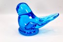 VINTAGE BLUE BIRD OF HAPPINESS GLASS FIGURINE - SIGNED BY LEONARD 2002 - ITEM#16 RM1