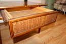 LANE MID CENTURY WOOD END TABLES (2) - SERIAL 362011 - RATTON FRONT DRAWERS - ITEM#33 BSMT