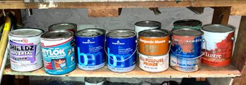 LOT OF PAINT - 10 CANS OF ASSORTED COLORS - MOSTLY WHITE - ITEM#74 BSMT