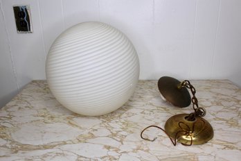 VINTAGE CHAIN LINK HANGING GLOBE LIGHT - WHITE - 37' DIAMETER- ITEM#96 BSMT