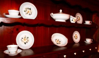 NORITAKE WHITE ROSE PLATE SET - PLATES - SERVING PLATE - MILK SERVER - TEA CUPS - TUREEN - ITEM#156 RM2