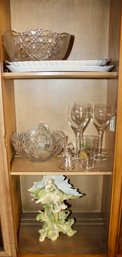 MIXED CRYSTAL AND GLASS LOT - PLATES - BELL - WINE GLASSES - BOWLS - TRAYS - STATUE - ITEM#163 LVRM