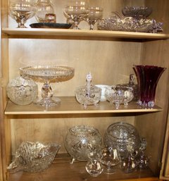 MIXED CRYSTAL AND GLASS - CANDY DISHES - BOWLS - WINE DECANTERS - GLASSES - AND MUCH MORE - ITEM#164 LVRM