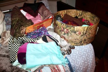 VINTAGE ASSORTED SCARVES - LIZ CLAIBORNE - JONES NY - CALMING FUR - 2 CONTAINER BOXES INCLUDED- ITEM#185 RM4