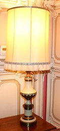 PAIR OF TABLE LAMPS - BEIGE & GOLD DESIGN - WITH SHADE - ITEM#195 LVRM