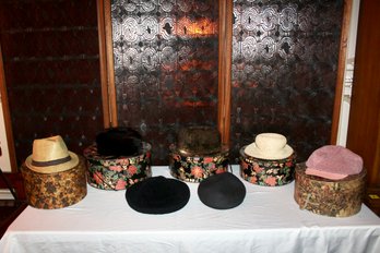 VINTAGE HATS (7) - WITH PRETTY HAT BOXES - TWO ARE FUR - AUGUST - GRACE - ITEM#213 LVRM