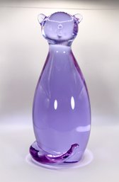 MURANO MILLEFIORI GLASS CAT FIGURINE - PURPLE - 1980s- ITEM#04 RM1