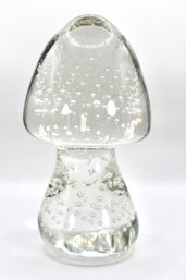 MURANO BLOWN GLASS BULLICANTE CONTROLLED BUBBLE MUSHROOM PAPERWEIGHT - ITEM#17 RM1