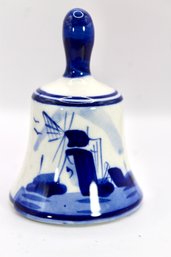 VINTAGE CERAMIC BELL - BLUE & WHITE - MADE IN AMSTERDAM - HAND PAINTED #13 - ITEM#32 RM1