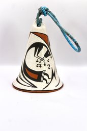VINTAGE SOUTHWEST NATIVE AMERICAN POTTERY BELL WITH A MUSICAL THEME - ITEM#42 RM1